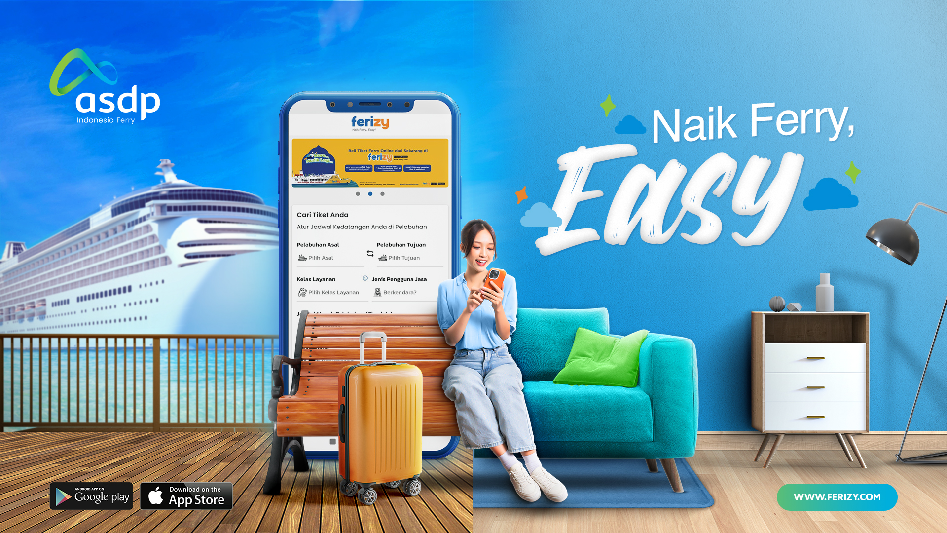 ASDP Ferizy key visual — Naik Ferry, Easy